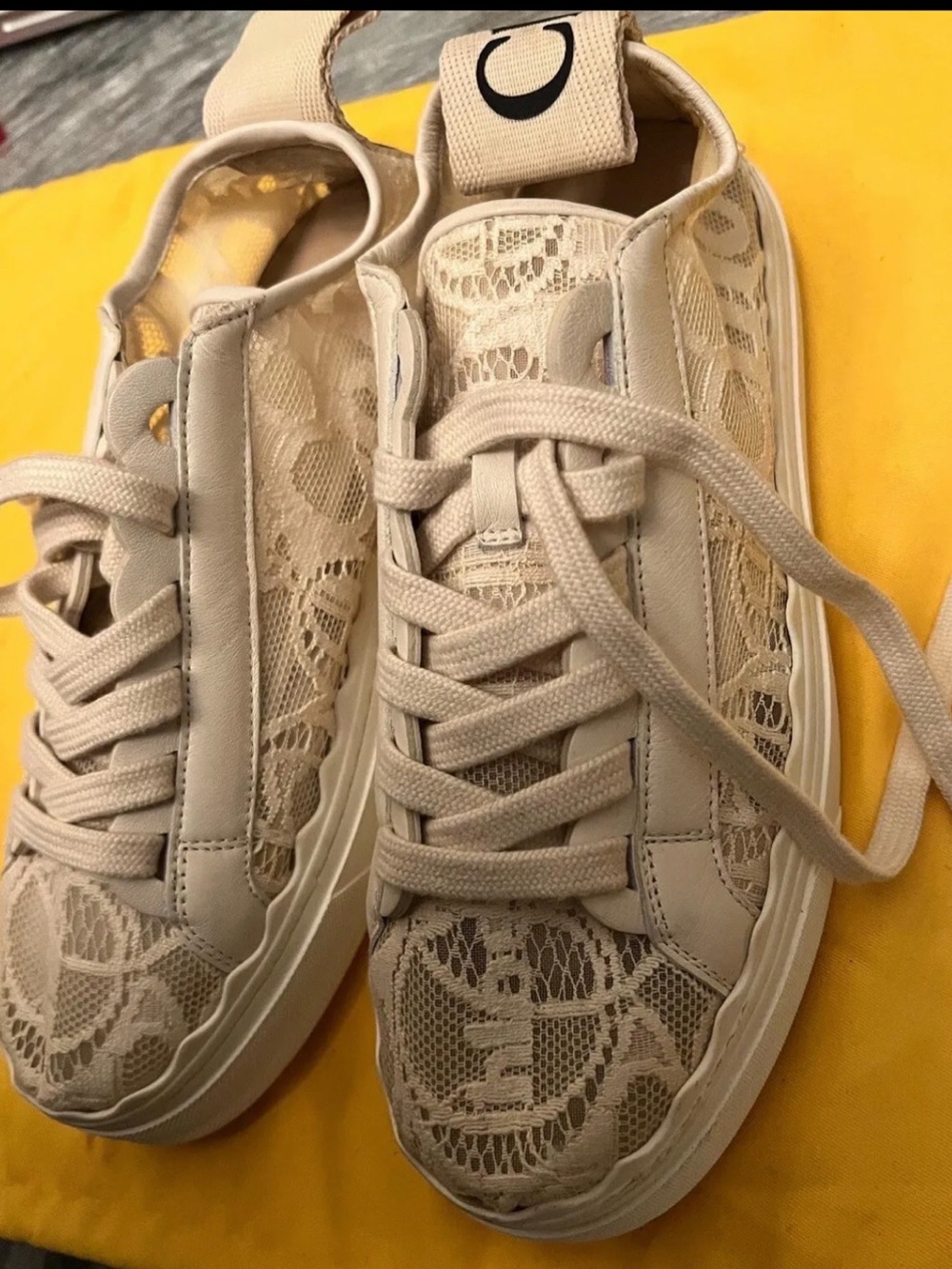 Chloe off white  Lace Platform Sneakers for Women - Casual Comfort
